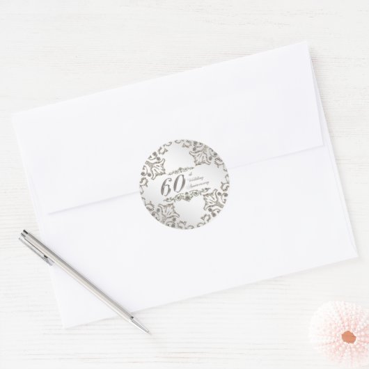 Glitter 60th Diamond Wedding Jubileum Sticker (Envelop)