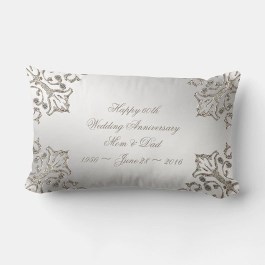 Glitter 60th Wedding Jubileum Lumbar Pillow Kussen (Achterkant)