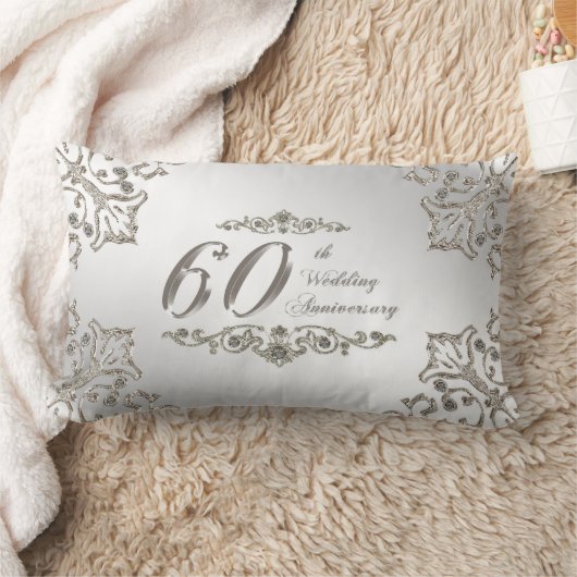 Glitter 60th Wedding Jubileum Lumbar Pillow Kussen (Deken)