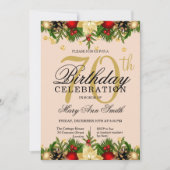 Glitter 70th Birthday Party (Gold & Blush Holiday) Kaart (Voorkant)