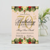 Glitter 70th Birthday Party (Gold & Blush Holiday) Kaart (Staand voorkant)