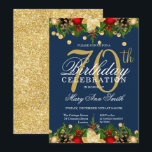 Glitter 70th Birthday Party Kaart<br><div class="desc">Elegant 70e verjaardag feestdag Glitter in Gold-uitnodiging sjabloon met kerstversieringen voor een feestelijke vibe! Geweldig voor een 70e verjaardag en nog veel meer!</div>