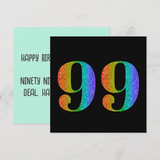 Glitter 99th Verjaardag Custom Gesimuleerde Glitte Feestdagenkaart (Voorkant / Achterkant)