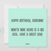 Glitter 99th Verjaardag Custom Gesimuleerde Glitte Feestdagenkaart (Achterkant)