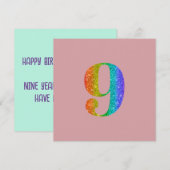 Glitter 9e verjaardag aangepaste gesimuleerde glit feestdagenkaart (Voorkant / Achterkant)