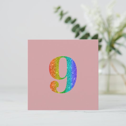 Glitter 9e verjaardag aangepaste gesimuleerde glit feestdagenkaart (Staand voorkant)