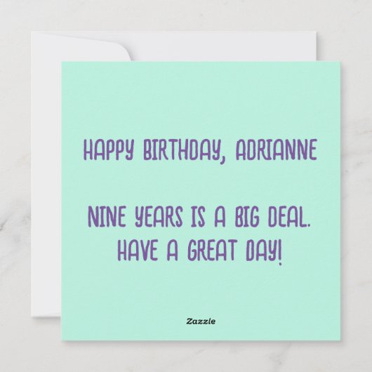 Glitter 9e verjaardag aangepaste gesimuleerde glit feestdagenkaart (Achterkant)