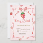 Glitter Aardbei Lijst Roze Plaid Baby shower Kaart (Voorkant)