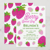 Glitter Aardbeien Berry Speciale Dag 1e Verjaardag Kaart (Voorkant / Achterkant)