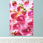 Glitter aardbeien Stretched Canvas Print (Insitu (Houten vloer))