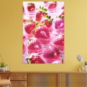 Glitter aardbeien Stretched Canvas Print (Insitu (Woonkamer))