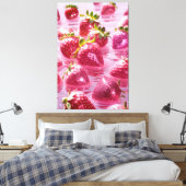Glitter aardbeien Stretched Canvas Print (Insitu (Slaapkamer))