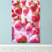 Glitter aardbeien Stretched Canvas Print (Insitu (Houten vloer))