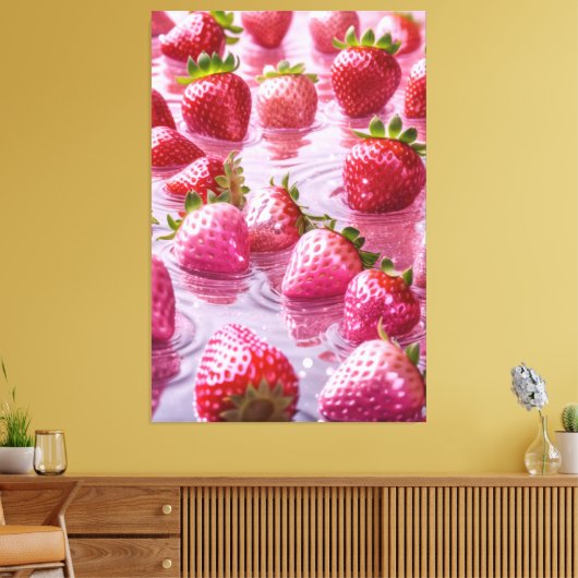 Glitter aardbeien Stretched Canvas Print (Insitu (Woonkamer))