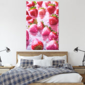 Glitter aardbeien Stretched Canvas Print (Insitu (Slaapkamer))