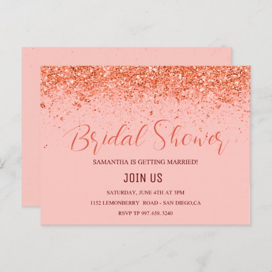 Glitter abstract - bruids doucheuitnodiging uitnodiging briefkaart (Voorkant / Achterkant)