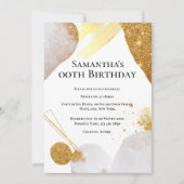 Glitter abstract goudroze vormen waterverf glazuur kaart (Voorkant)