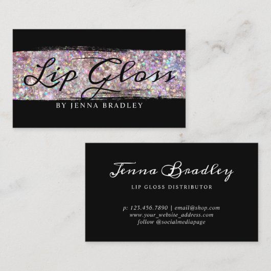 Glitter Abstract Makeup Lip Glanzend Stijlvol beel Visitekaartje (Voorkant / Achterkant)