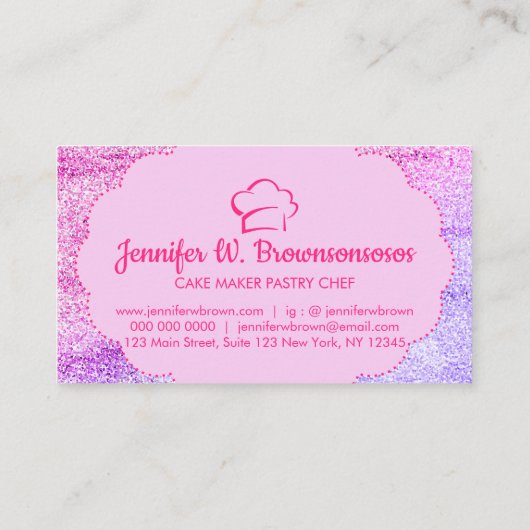 Glitter Abstracte Bakkerij Pastry Chef Visitekaartje (Achterkant)