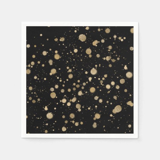 Glitter Abstracte Paint Splatter Stippen Gold Blac Servet (Voorkant)
