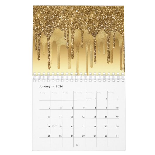 Glitter-accessoires met gouden verf, met reserveon kalender (Jan 2026)