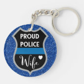 Glitter Acrylic Proud Police Wife Sleutelhanger (Achterkant)