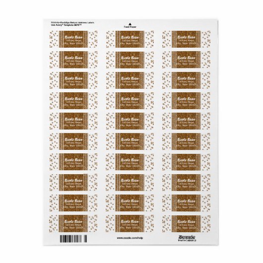 Glitter Adresetiketten met witte bruine penseelkle Etiket (Full Sheet)