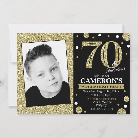 Glitter Adult Milestone Birthday Foto Uitnodiging (Voorkant)