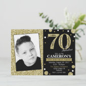 Glitter Adult Milestone Birthday Foto Uitnodiging (Staand voorkant)