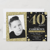 Glitter Adult Milestone Birthday Foto Uitnodiging (Voorkant)