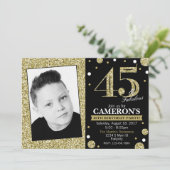 Glitter Adult Milestone Birthday Foto Uitnodiging (Staand voorkant)