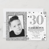 Glitter Adult Milestone Birthday Photo Invite Kaart (Voorkant)