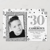 Glitter Adult Milestone Birthday Photo Invite Kaart (Voorkant / Achterkant)