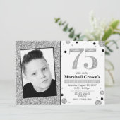 Glitter Adult Milestone Birthday Photo Invite Kaart (Staand voorkant)
