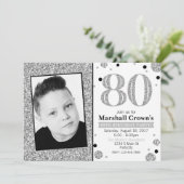 Glitter Adult Milestone Birthday Photo Invite Kaart (Staand voorkant)