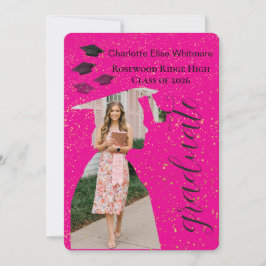 Glitter Afstudeer Uitnodigingskaart met Foto's Kaart