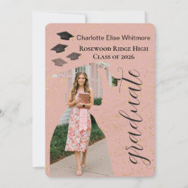 Glitter Afstudeer Uitnodigingskaart met Foto's Kaart