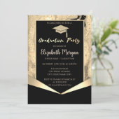 Glitter Afstudeerder Pet, Confetti Gold Marble Afs Kaart (Staand voorkant)