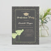 Glitter Afstudeerder Pet, Confetti, Martini Kaart (Staand voorkant)