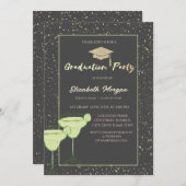 Glitter Afstudeerder Pet, Confetti, Martini Kaart (Voorkant / Achterkant)