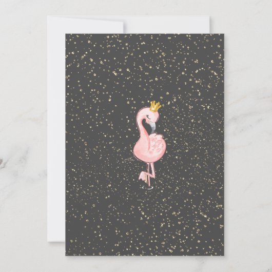 Glitter Afstudeerder Pet, Confetti, wijn, Flamingo Kaart (Achterkant)