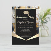 Glitter Afstudeerder Pet, Geometrisch Marmer Afstu Kaart (Staand voorkant)