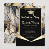 Glitter Afstudeerder Pet, Geometrisch Marmer Afstu Kaart (Voorkant / Achterkant)