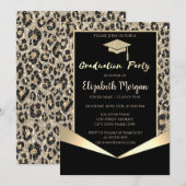 Glitter Afstudeerder Pet, Glitter Leopard Afstuder Kaart (Voorkant / Achterkant)