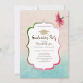 Glitter Afstudeerder Pet Hibiscus Beach Afstuderen Kaart (Voorkant)