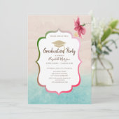 Glitter Afstudeerder Pet Hibiscus Beach Afstuderen Kaart (Staand voorkant)