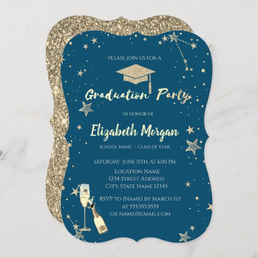 Glitter Afstudeerder Pet Kaart (Voorkant / Achterkant)