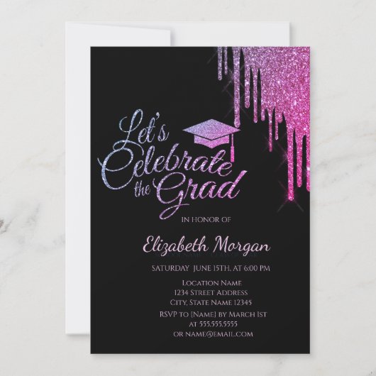 Glitter Afstudeerder Pet, kleurrijk glitter Afstud Kaart (Voorkant)