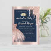 Glitter Afstudeerder Pet, Roos Gold Drids, Dress N Kaart (Staand voorkant)