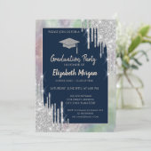 Glitter Afstudeerder Pet, Silver Drivers, Opal Hol Kaart (Staand voorkant)